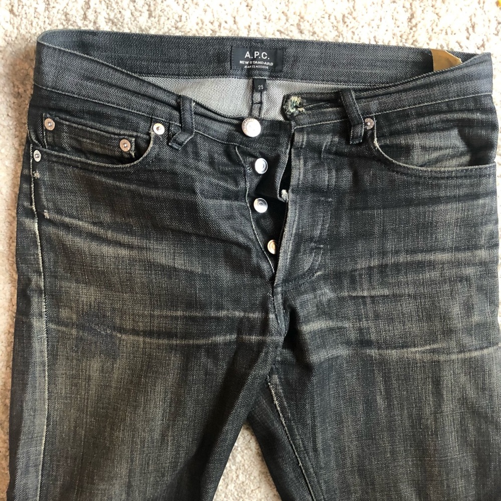 A.P.C. New standard black jeans. Size 25 unisex. Worn in has nice worked in look